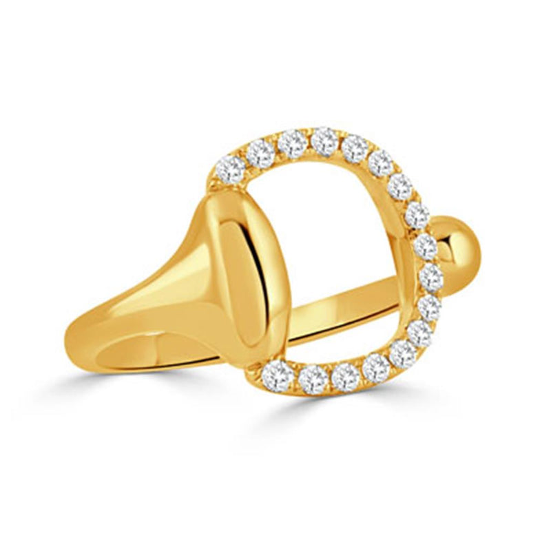 Doves 18k Yellow Gold Diamond Stirrup Fashion Ring