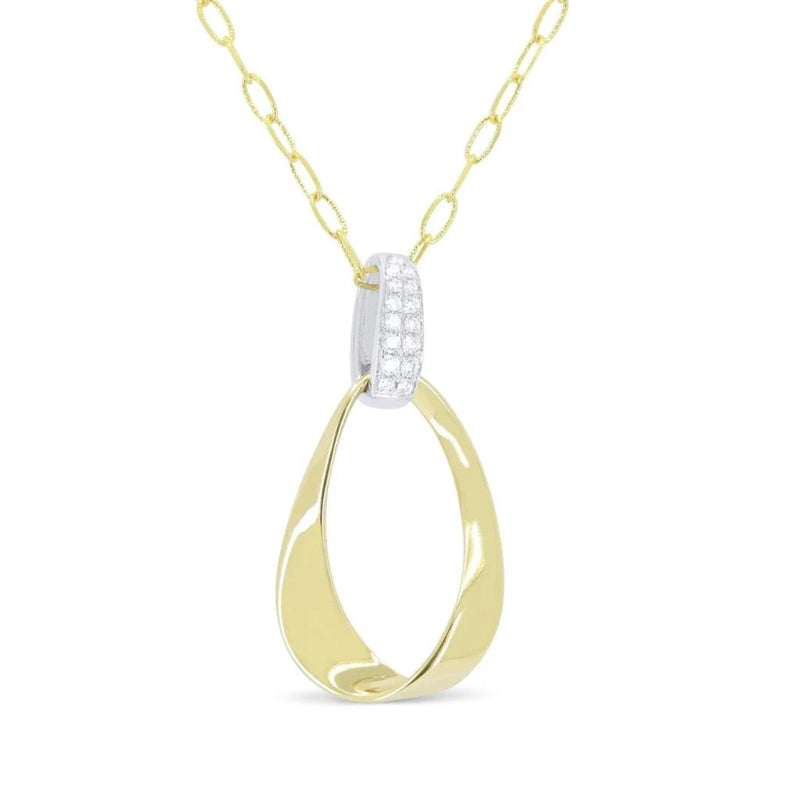 Madison L 14k Yellow and White Gold Milano Collection Diamond Paperclip Pendant Necklace