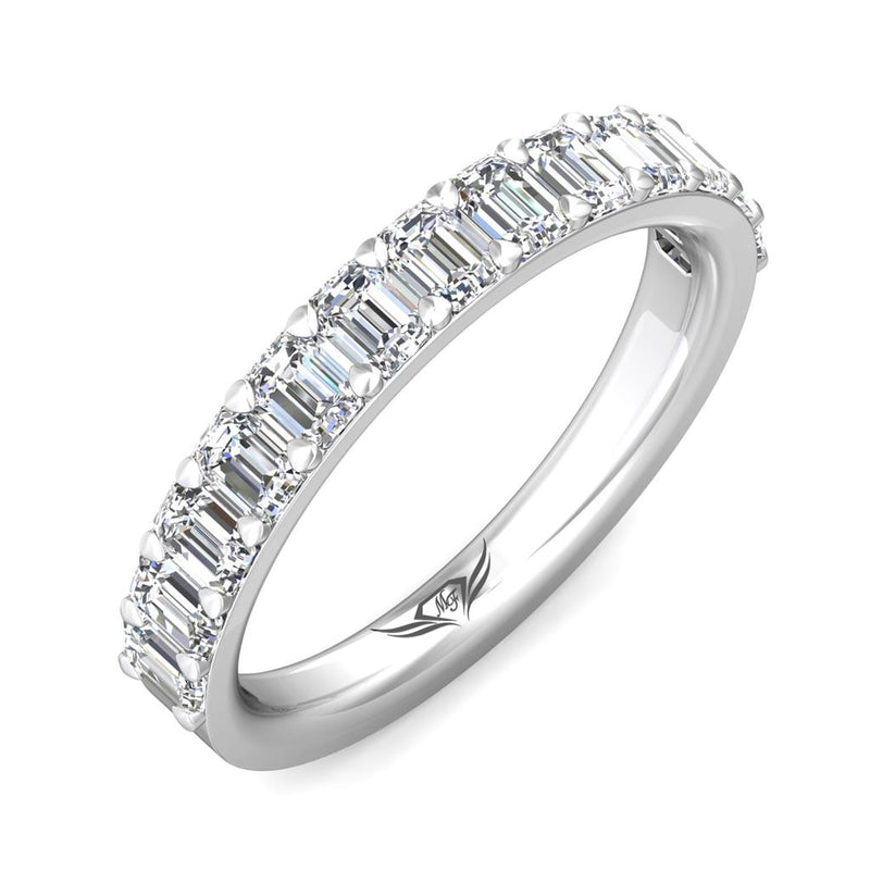 Martin Flyer Women's 14k White Gold North/South Emerald Cut Diamond Band