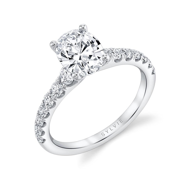 Sylvie 14k White Gold Classic Style Engagement Ring Setting